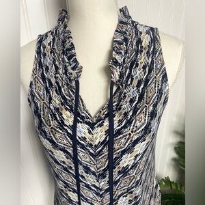 WHBM Aztec Southwestern Sleeveless Tie Front Tank Top Blouse Women’s Small